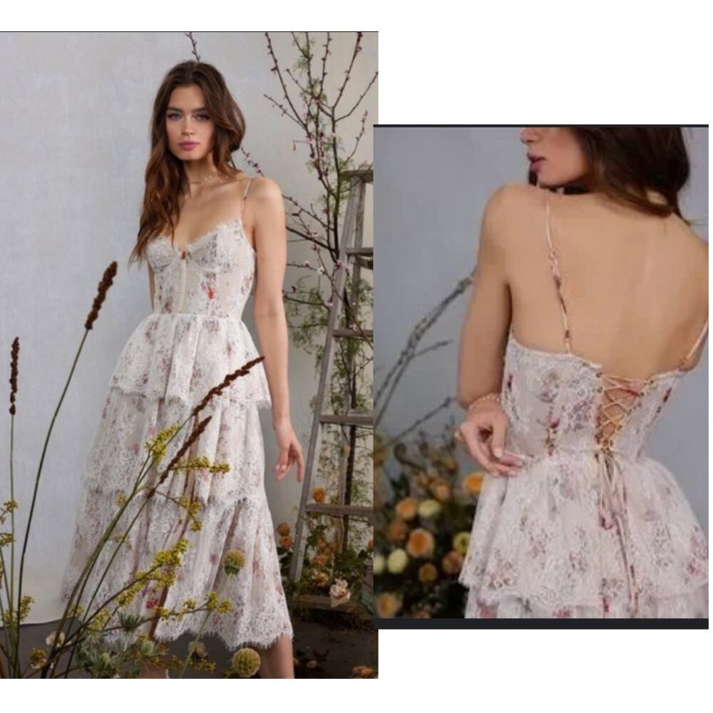 V. Chapman The Mia Dress in Natural Dainty Floral Size 14